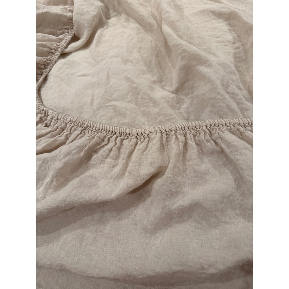 Parachute King Fitted Sheet 100% Linen Beige Made in Portugal